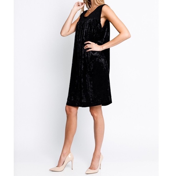 Mystree Black Velvet Sleeveless Shift Dress, Sz. M,  HP💐 - Picture 1 of 11